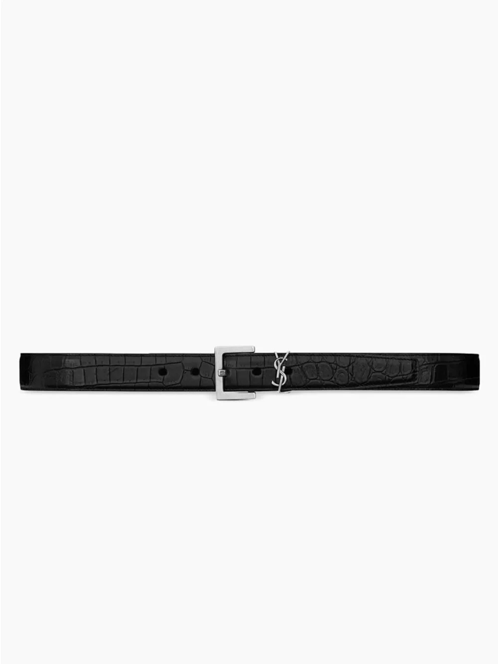 SAINT LAURENT Monogram Belt in Matte Crocodile-Embossed Leather - Picture 1 of 5
